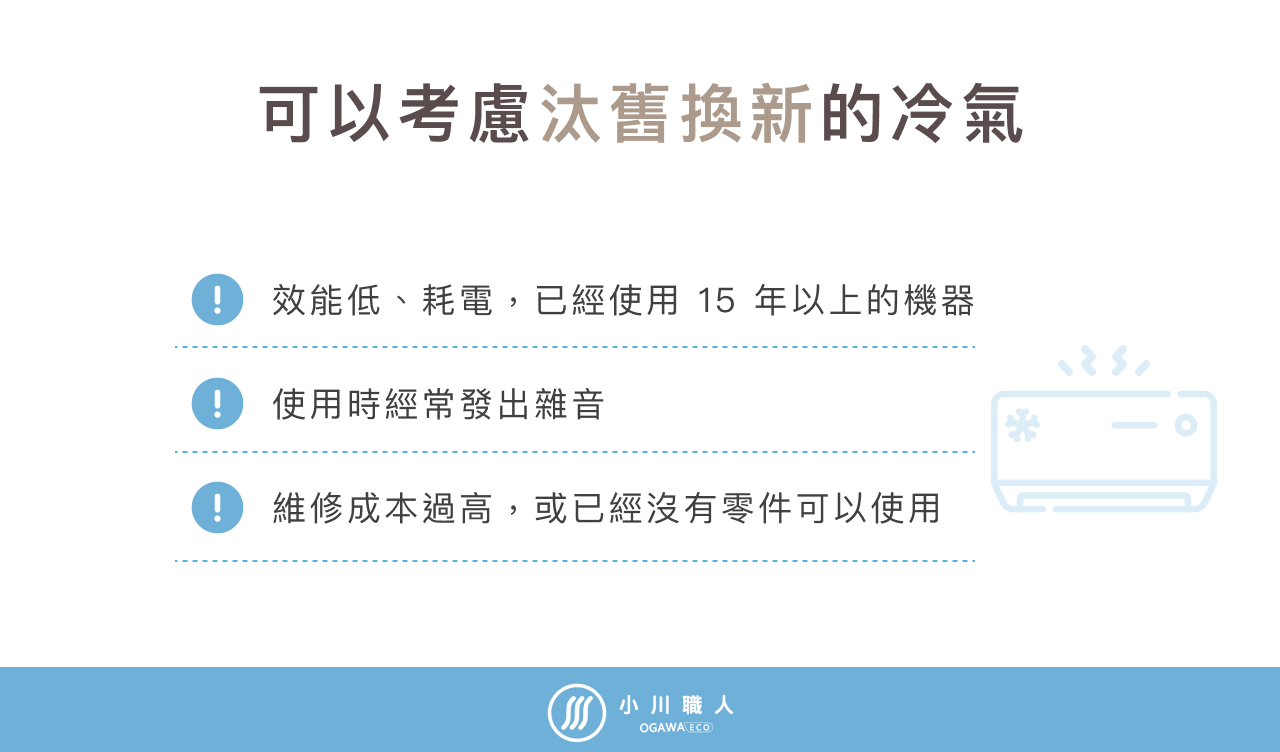 可以考慮汰舊換新的冷氣